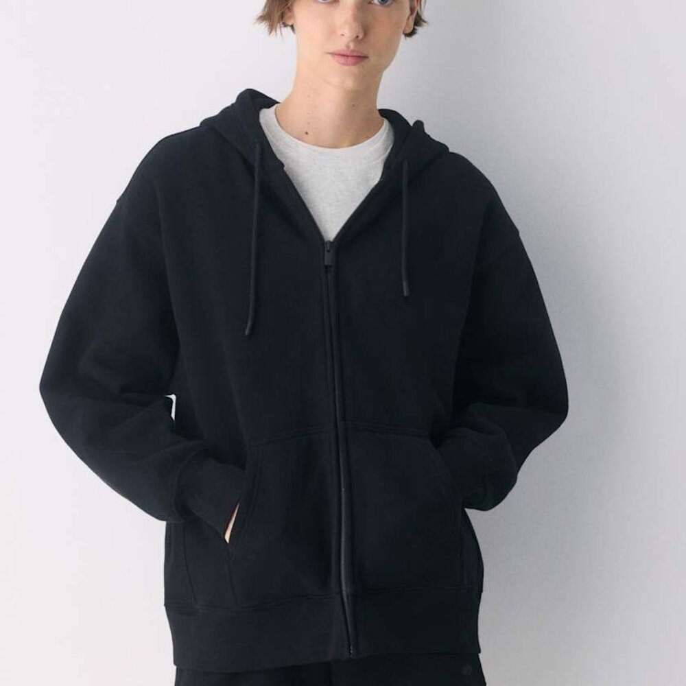 [SOLD] Cozy Sweatfleece Boyfriend Zip Hoodie Black Small - Picture 2 of 14